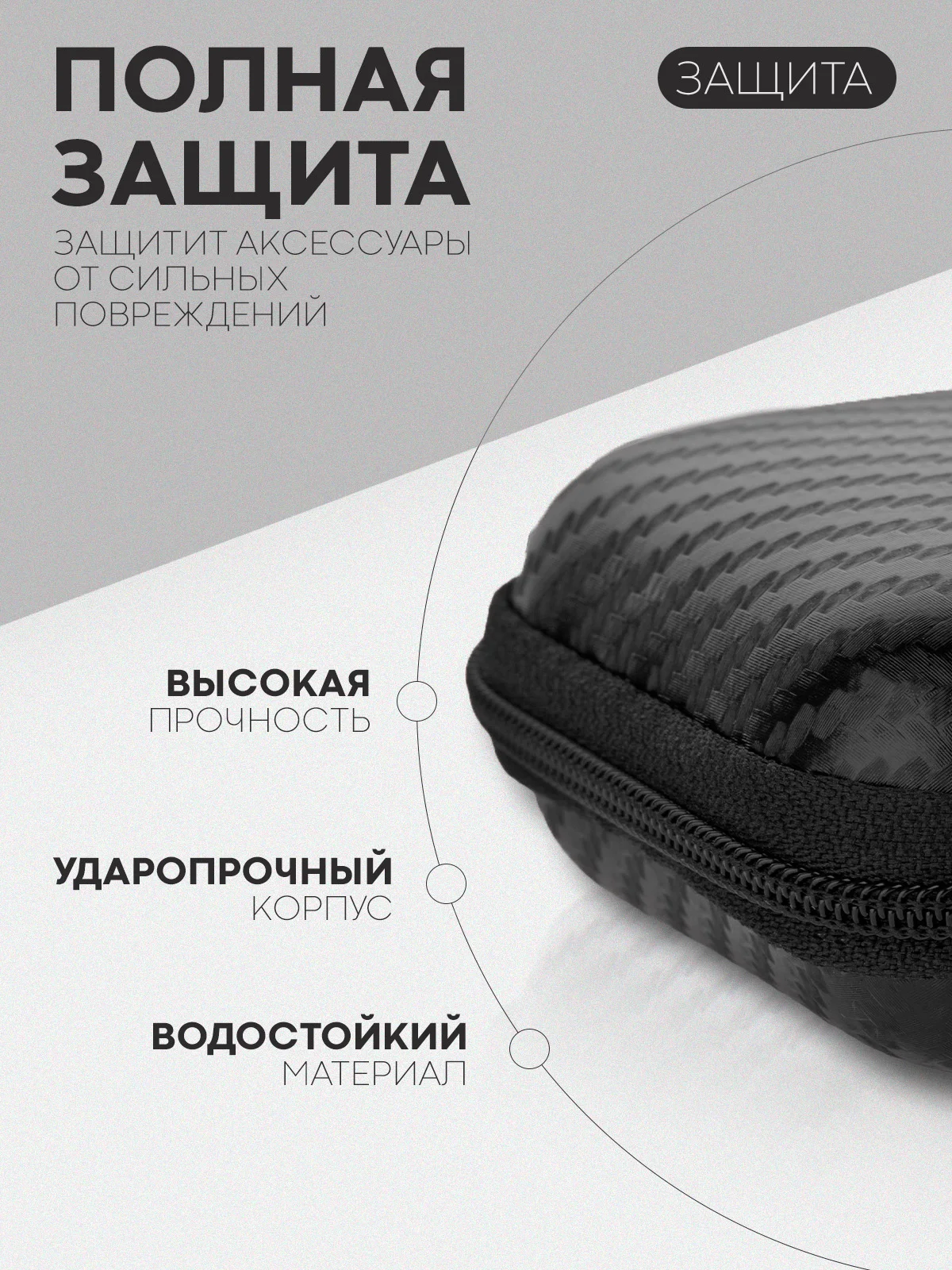 Черный универсальный чехол-кейс Картофан, сумка-футляр на молнии для наушников и мелочей, жесткий