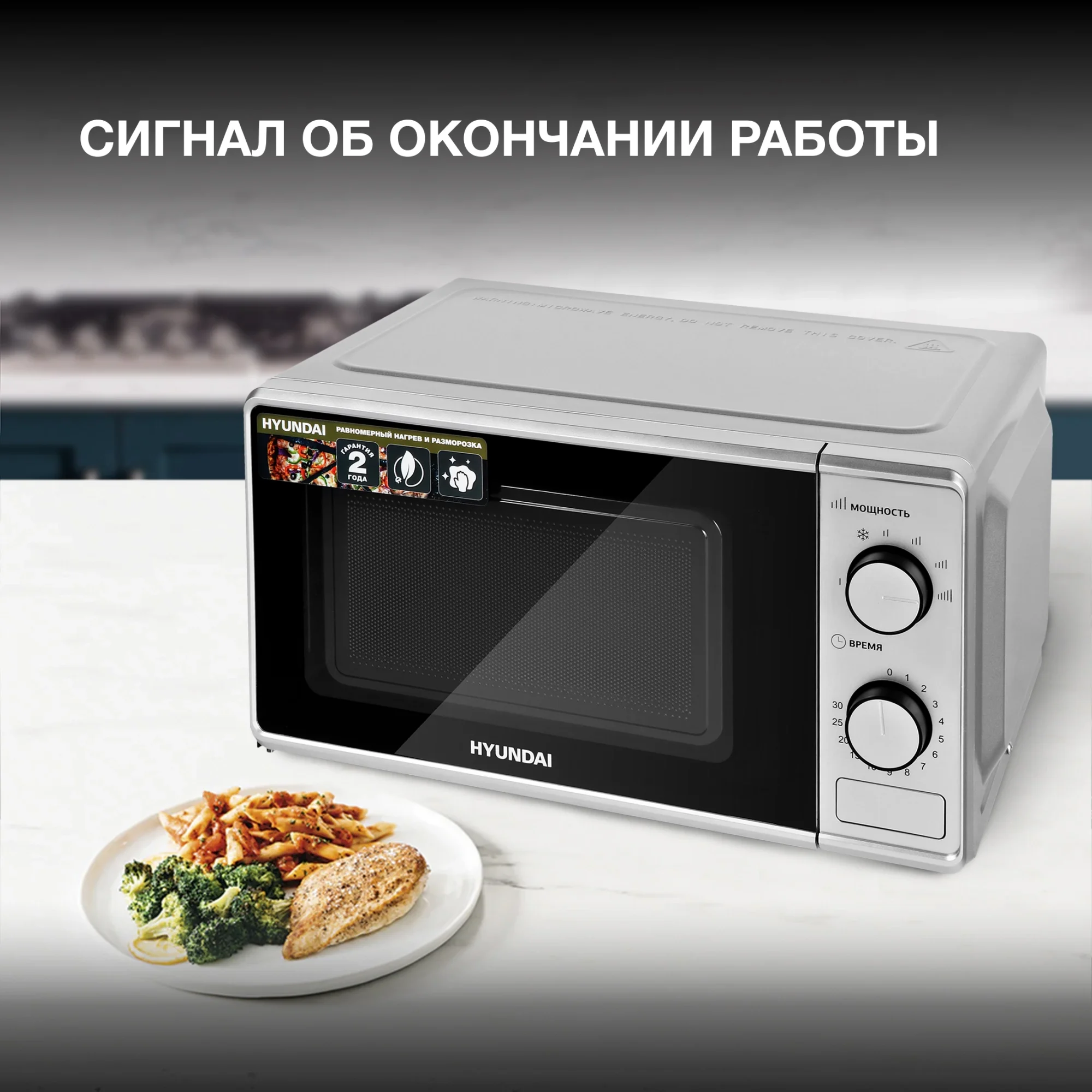 Микроволновая печь Hyundai HYM-M2042, 20л, 700Вт, серебристый