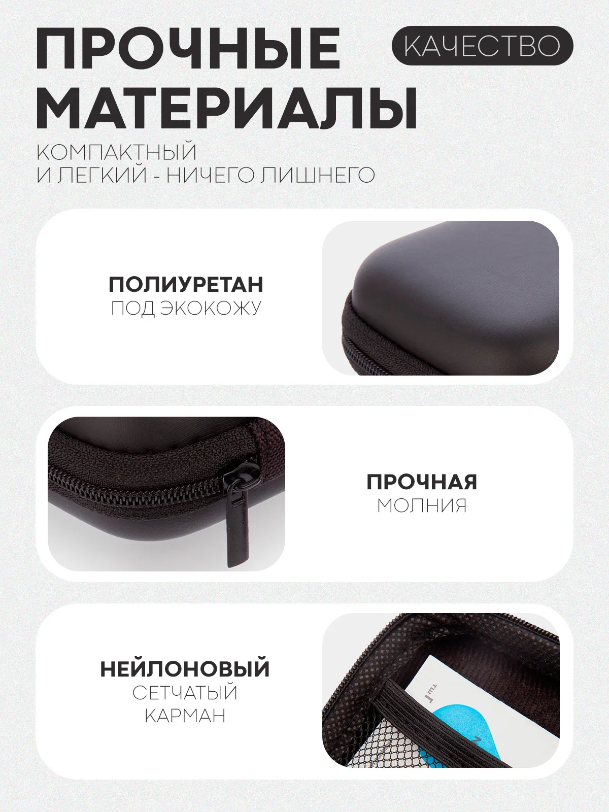Синий универсальный чехол-кейс Картофан, сумка-футляр на молнии для наушников и мелочей, жесткий