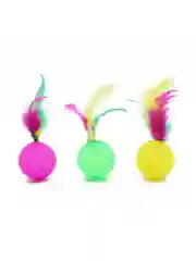 Игрушка для кошек, дразнилка, шарик, мячик с пером, звенящий