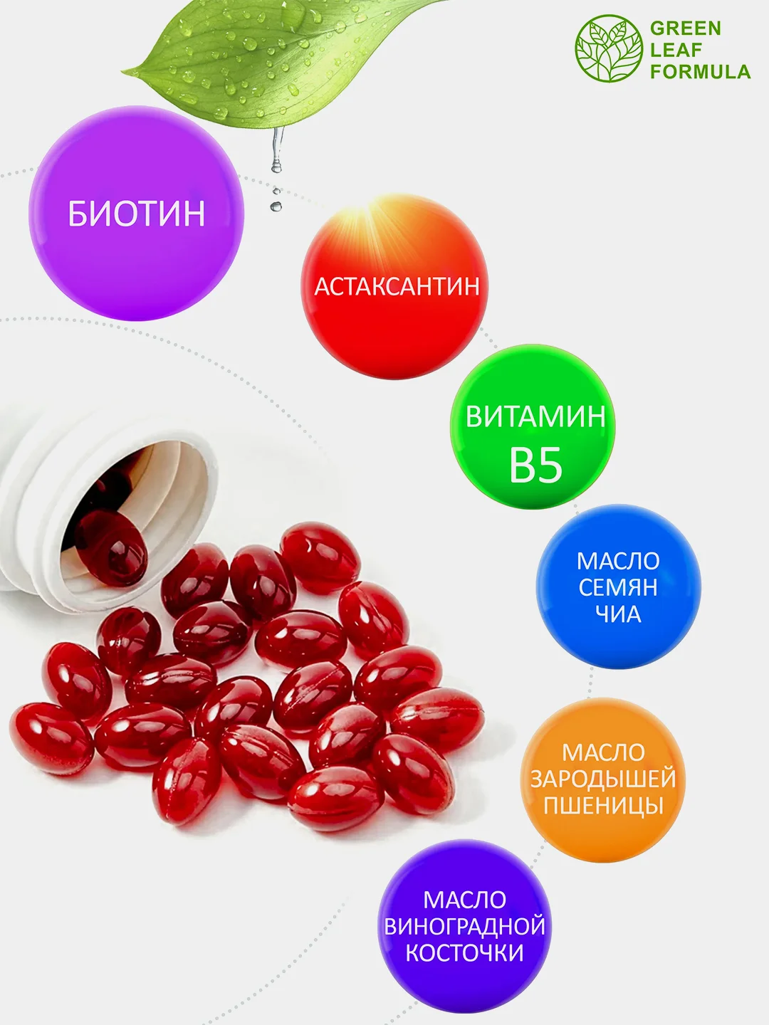 Витамины для женщин Green Leaf Formula ULTRA COMPLEX для кожи, волос и ногтей, 30 капсул