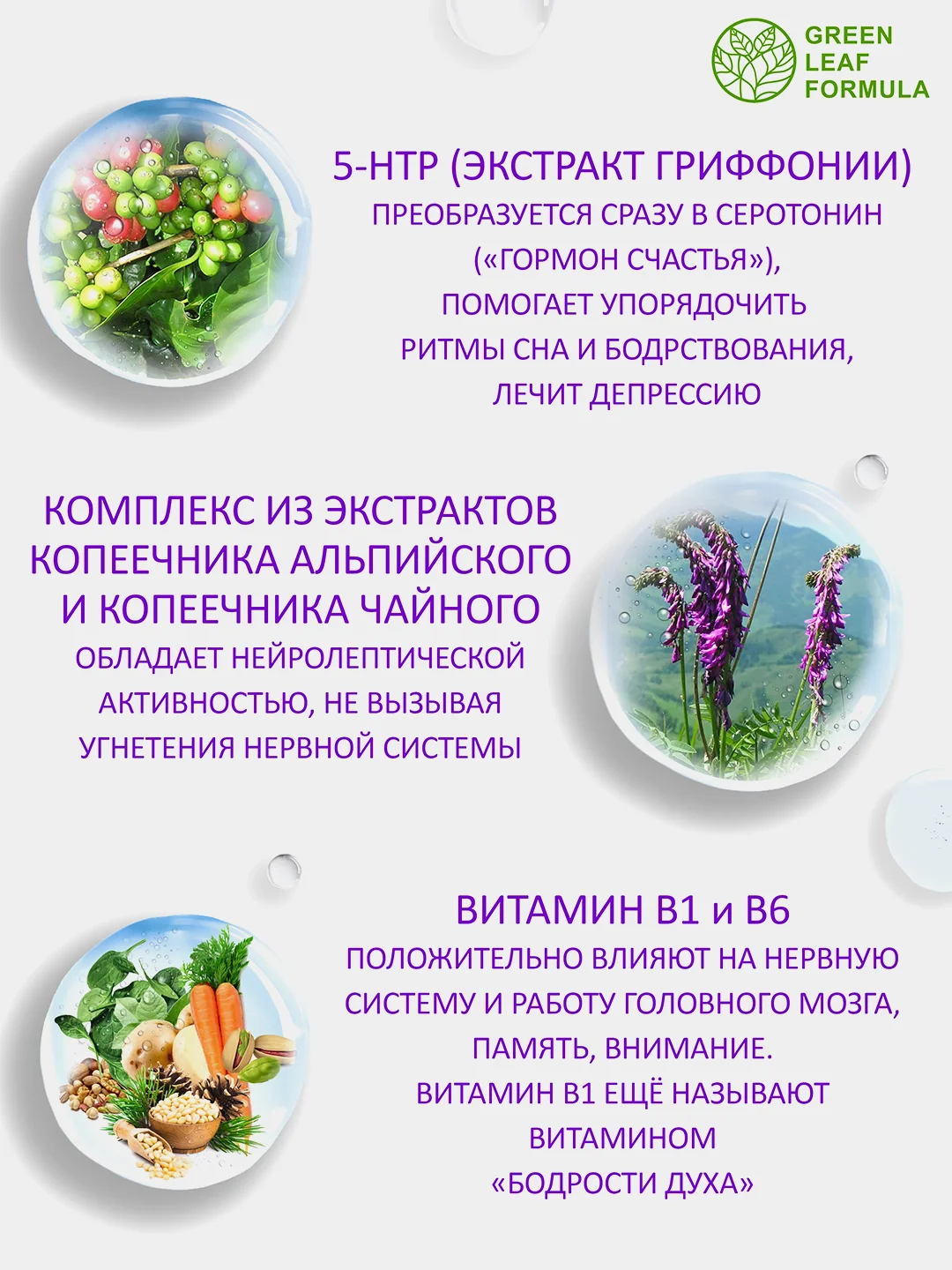 Таблетки 5-HTP Green Leaf Formula NEURO-STEADY, от стресса и депрессии, 30 таблеток
