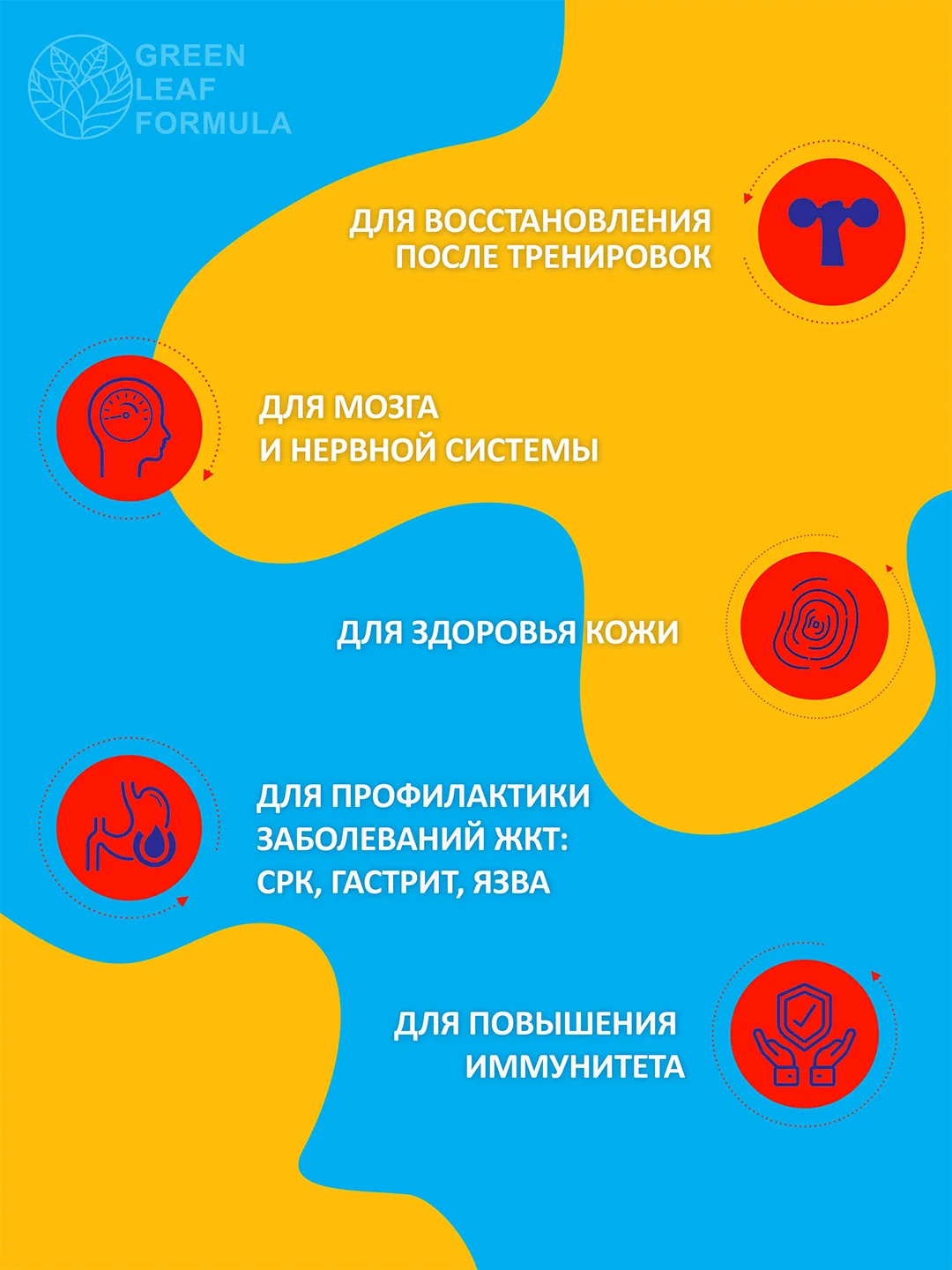 Глютамин и бета-каротин Green Leaf Formula, витамины для мозга, для кишечника, 60 капсул