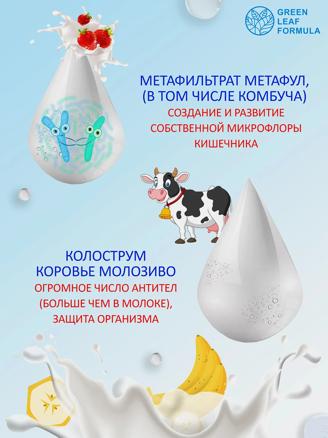 БАД Green Leaf Formula "Колострум", с метабиотиками, 30 пастилок