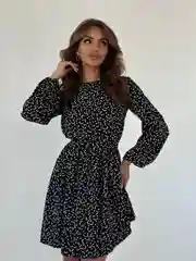 Платье женское черное, с принтом сердечки