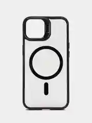 Черный чехол с подставкой и защитой камер для iPhone Айфон 11, 12, 13, 14, 15, Pro, Pro Max, Plus