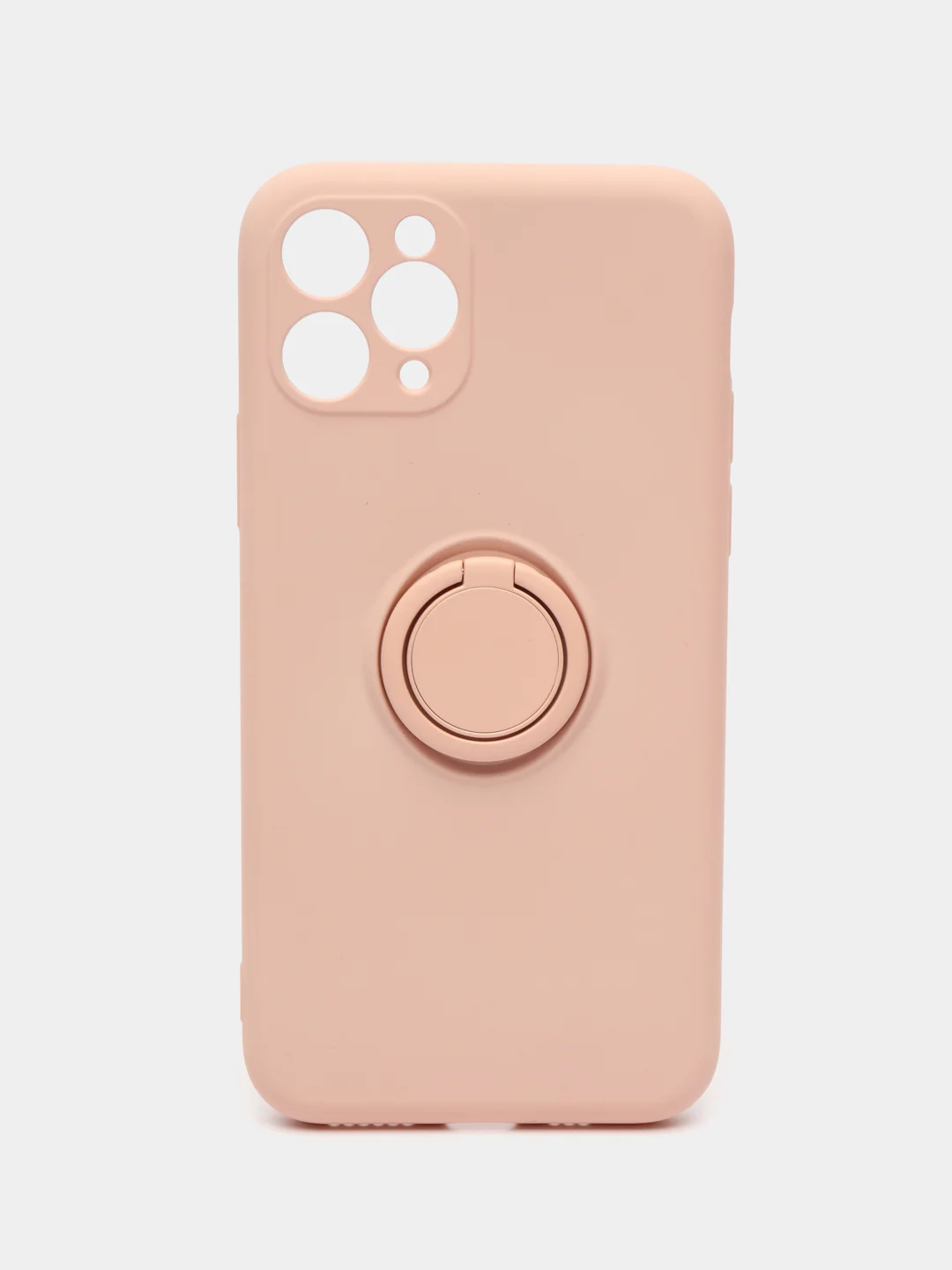 Розовый чехол силиконовый с кольцом на iPhone 11 Pro mobios