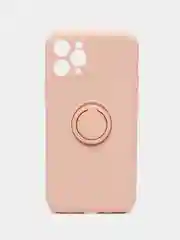Розовый чехол силиконовый с кольцом на iPhone 11 Pro mobios