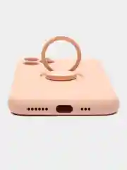 Розовый чехол силиконовый с кольцом на iPhone 11 Pro mobios