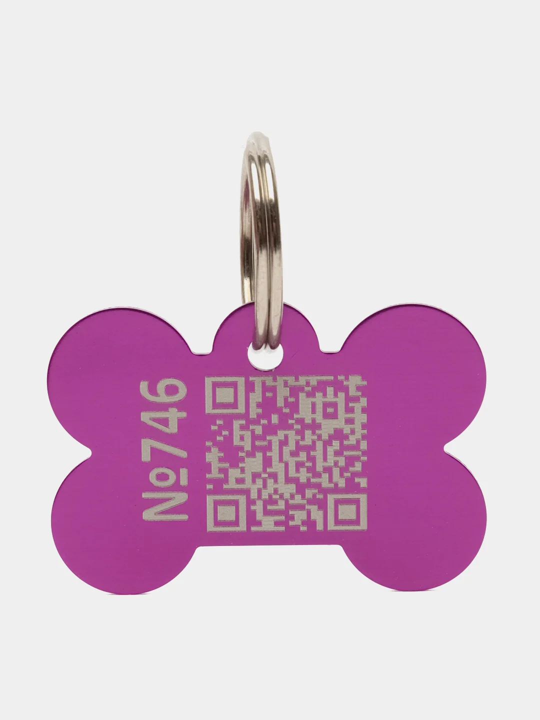 Сиреневый адресник с qr кодом для защиты от пропажи питомца