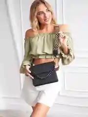 Сумка женская кросс-боди из экокожи чёрная