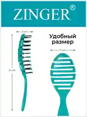 Расческа массажная Zinger OS-5047 бирюзовая, щетка для мокрых и сухих волос