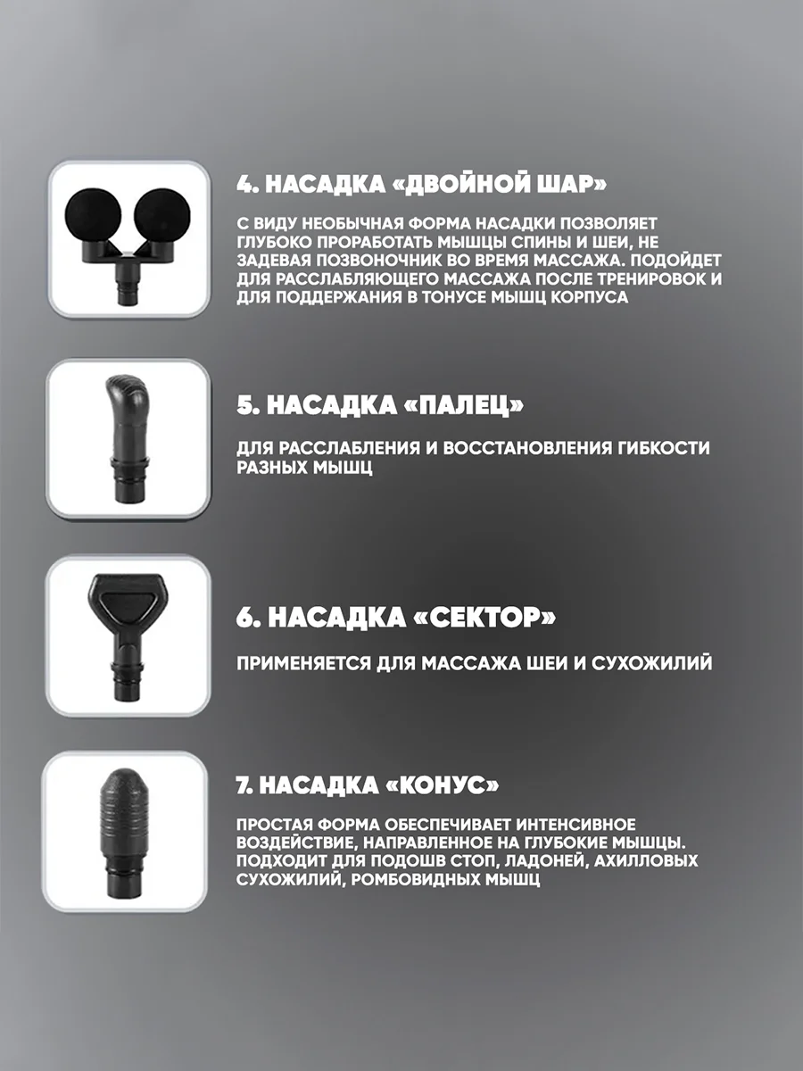 Перкуссионный массажер для тела, электрический, SBX Massage Gun MZ-MG09, серый