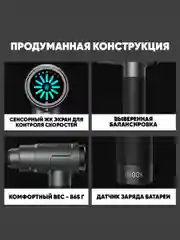 Перкуссионный массажер для тела, электрический, SBX Massage Gun MZ-MG09, серый