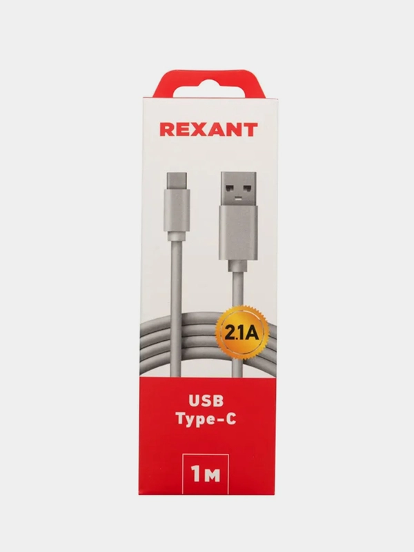 Кабель REXANT, USB-A, Type-C, ПВХ, белый, 2,1A, 1 м