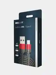 Кабель REXANT, USB-A, Type-C, 5А, в черной нейлоновой оплетке, 50 Вт, 1 м
