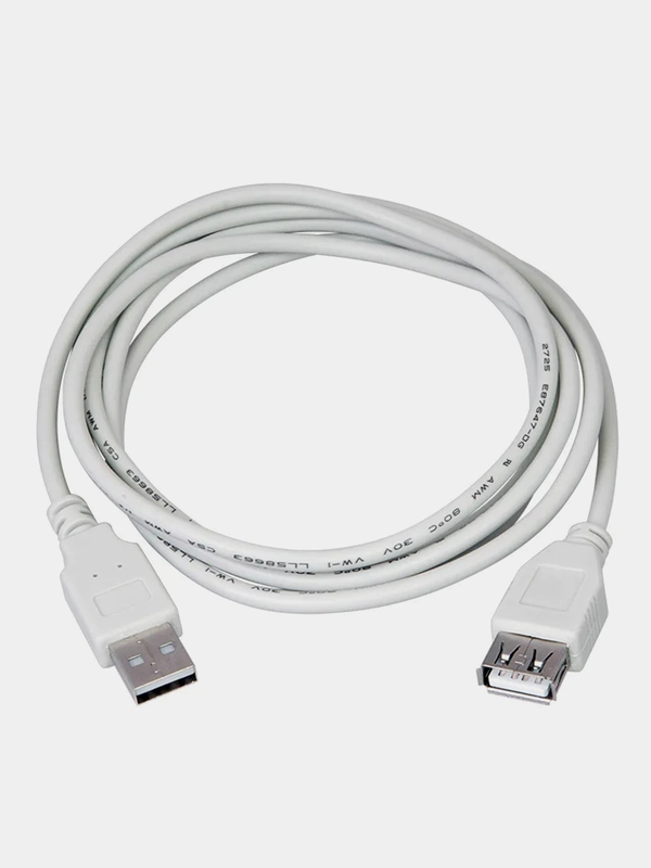 Кабель REXANT, USB-A, USB-A, 2,4А, ПВХ, серый, 3 м