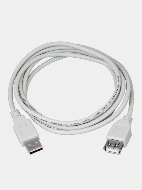 Кабель Rexant, USB-A, USB-A, 2,4А, ПВХ, серый, 5 м