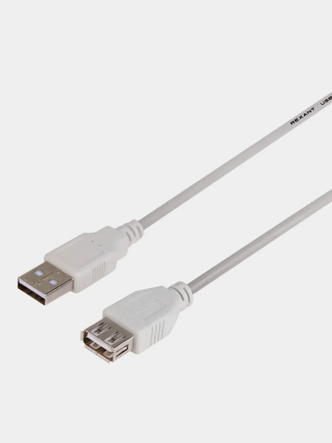 Кабель Rexant, USB-A, USB-A, 2,4А, ПВХ, серый, 5 м