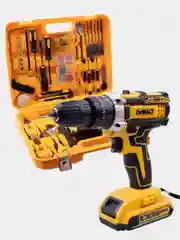 Черный дрель-шуруповерт аккумуляторный DeWalt, 21V / 48V с набором инструментов