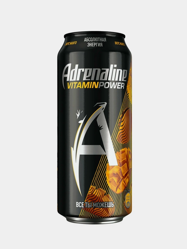 Энергетический напиток ADRENALINE Rush, манго, 0.449мл, ж/б