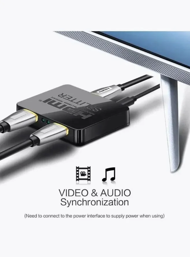 Переходник 4K HDMI Splitter 1x2 разветвитель, черный