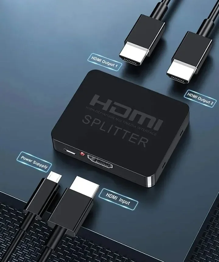 Переходник 4K HDMI Splitter 1x2 разветвитель, черный