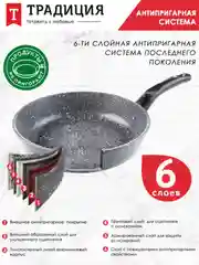 Сковорода Традиция "Мрамор", литая, с антипригарным покрытием