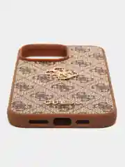 Коричневый чехол Guess PU leather iPhone 14 Pro Мах из экокожи коричневый