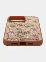 Коричневый чехол Guess PU leather для iPhone 14 Pro Мах из экокожи с картхолдером, коричневый