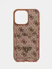Коричневый чехол Guess PU leather для iPhone 14 Pro Мах из экокожи с картхолдером, коричневый