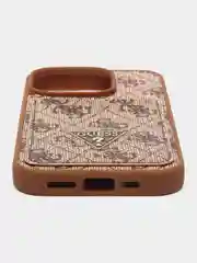 Коричневый чехол Guess PU leather iPhone 15 Pro из экокожи с картхолдером, коричневый