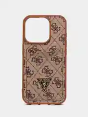 Коричневый чехол Guess PU leather iPhone 15 Pro из экокожи с картхолдером, коричневый