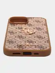 Коричневый чехол Guess PU leather iPhone 15 из экокожи коричневый