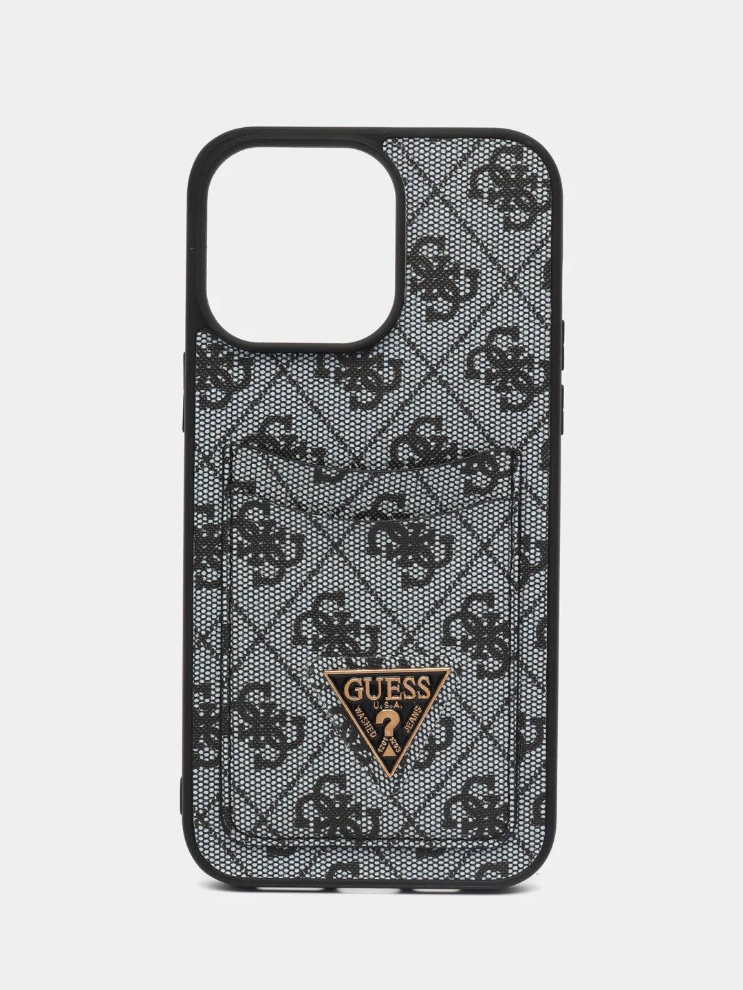 Синий чехол Guess PU leather iPhone 14 Pro Мах из экокожи с картхолдером, синий