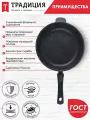 Сковорода Традиция "Гранит", литая, с антипригарным покрытием и съемной ручкой