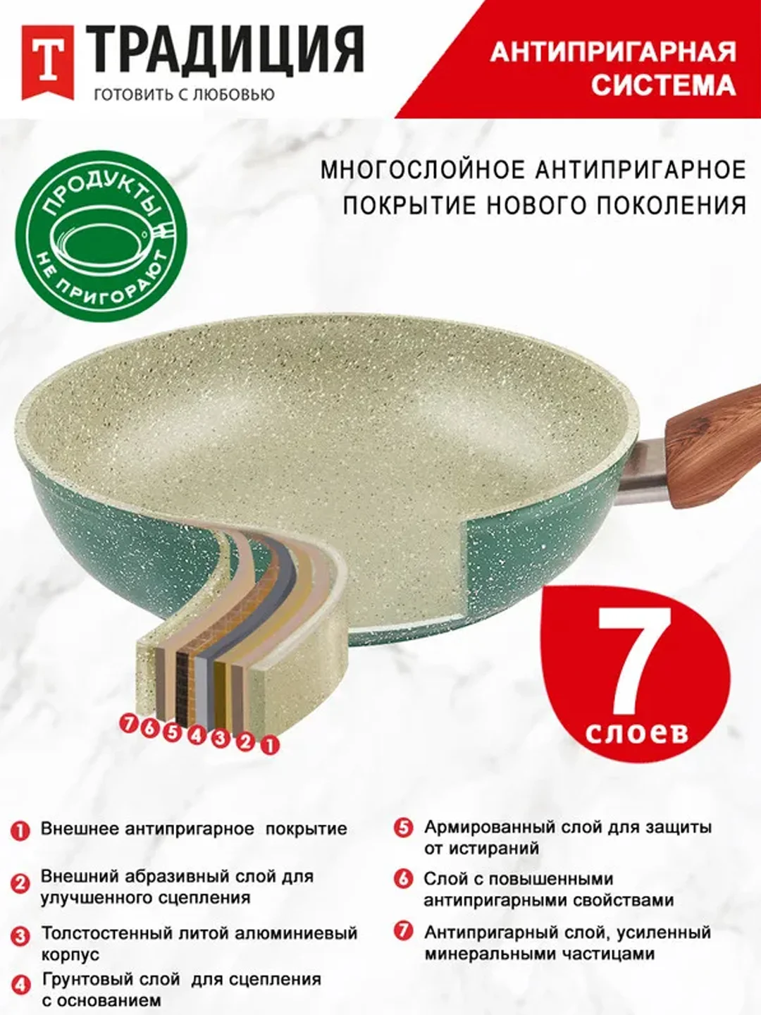 Сковорода Традиция "Прованс", литая, с антипригарным покрытием