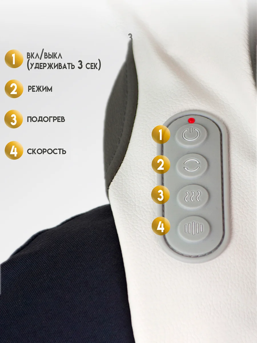 Массажер для шеи и плеч, электрический, с подогревом, SBX MZ-N5, серый