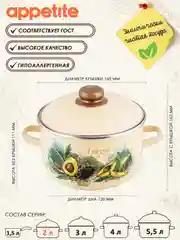 Кастрюля APPETITE Avocado, эмалированная