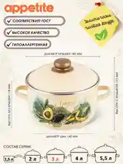 Кастрюля APPETITE Avocado, эмалированная