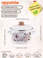 Кастрюля APPETITE Roses, эмалированная сталь