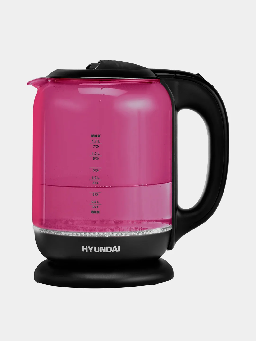 Чайник Hyundai HYK-G4808, 1.7л, 2200Вт, малиновый/черный