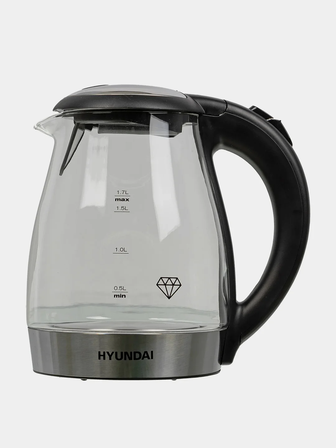 Чайник электрический Hyundai HYK-G2030, колба из стекла, черный, 1.7 л, 2200 Вт