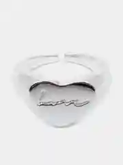 Серебряный безразмерное кольцо женское "Love" в форме сердечка, регулируемый размер