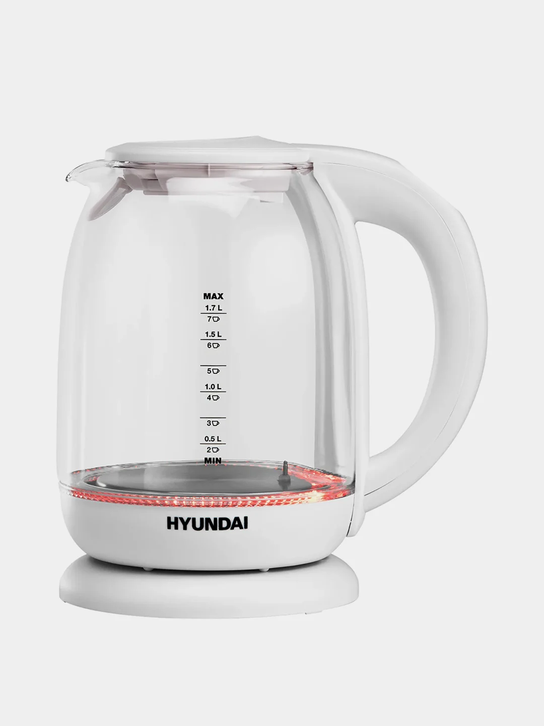 Чайник электрический Hyundai HYK-S3808, корпус из стекла, 1.7 л, 2200 Вт