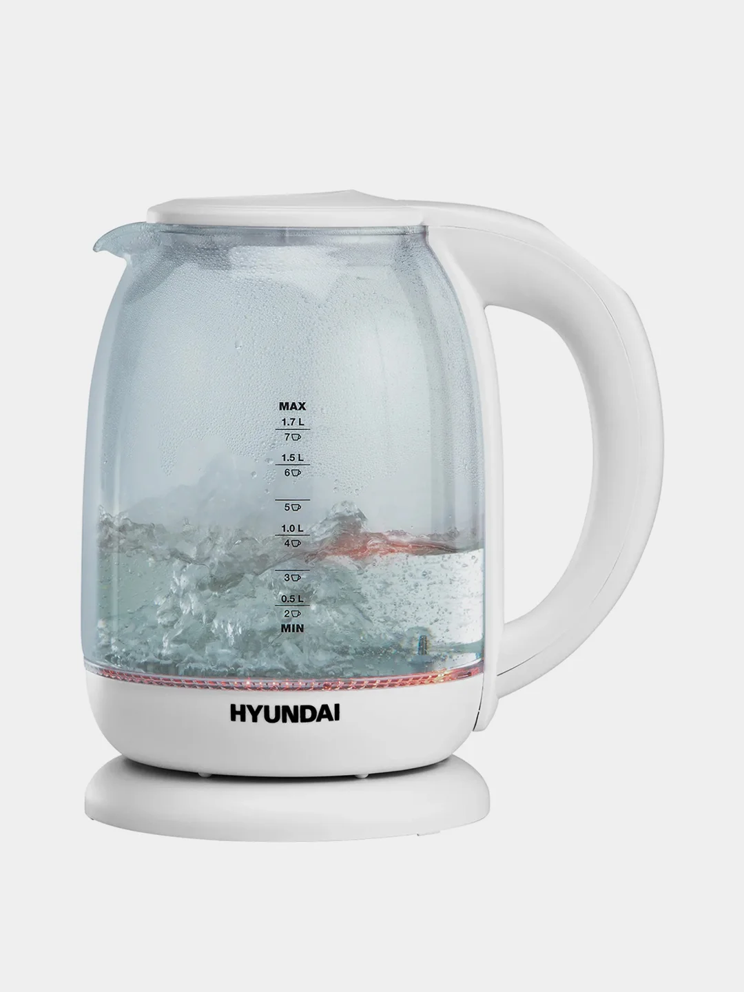 Чайник электрический Hyundai HYK-S3808, корпус из стекла, 1.7 л, 2200 Вт