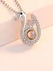 Цепочка с кулоном, проекция I Love You на 100 языках, круг, сердце, солнце, лебедь, чокер