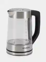 Чайник Hyundai HYK-G7406, 1.7л, 2200Вт, черный/серебристый