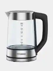 Чайник Hyundai HYK-G7406, 1.7л, 2200Вт, черный/серебристый