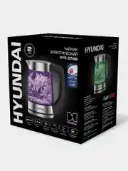 Чайник Hyundai HYK-G7406, 1.7л, 2200Вт, черный/серебристый